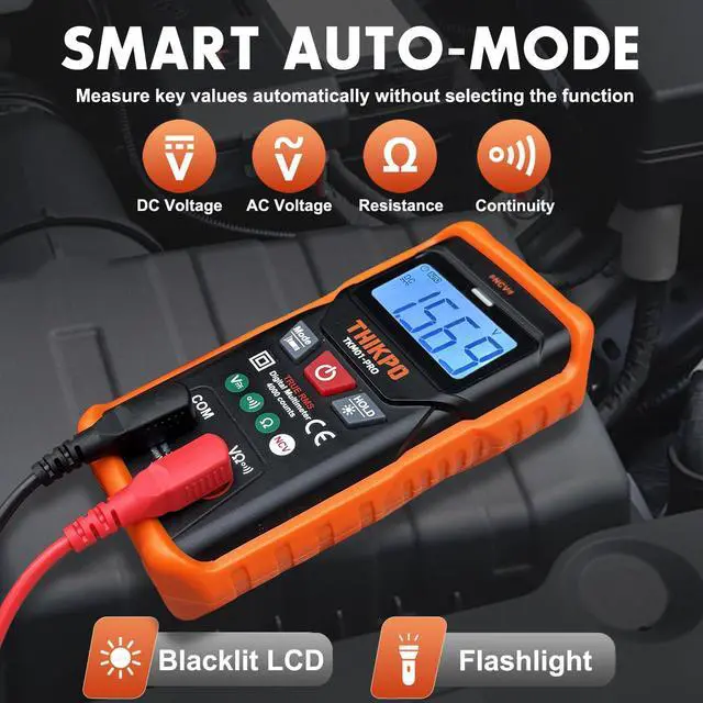 Alt view image 5 of 7 - THIKPO TRMS Digital Multimeter 4000 Counts with NCV, Auto-Ranging Multimeter Measures AC/DC Voltage, Resistance, Continuity, Live Wire Detection, Backlight, Data Hold
