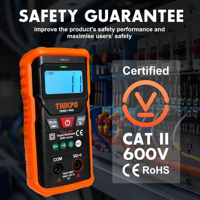 Alt view image 6 of 7 - THIKPO TRMS Digital Multimeter 4000 Counts with NCV, Auto-Ranging Multimeter Measures AC/DC Voltage, Resistance, Continuity, Live Wire Detection, Backlight, Data Hold