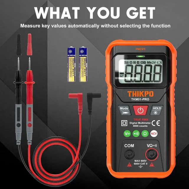 Alt view image 7 of 7 - THIKPO TRMS Digital Multimeter 4000 Counts with NCV, Auto-Ranging Multimeter Measures AC/DC Voltage, Resistance, Continuity, Live Wire Detection, Backlight, Data Hold