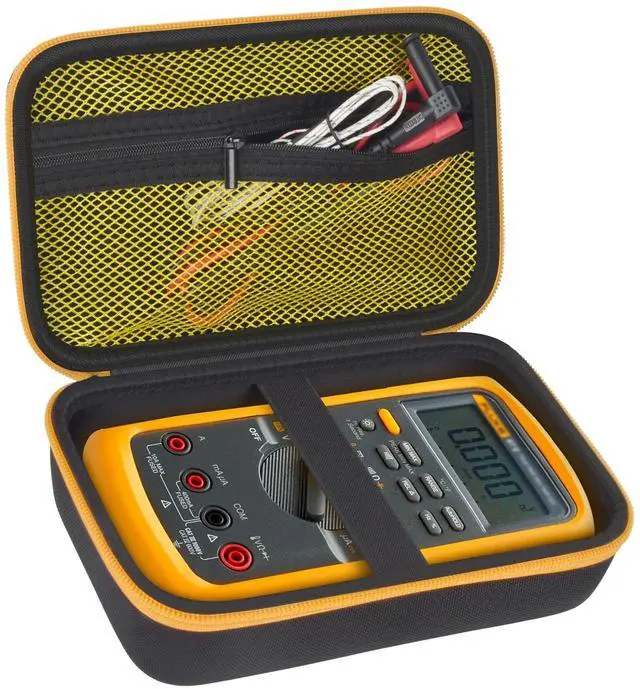 Main image of Comecase Hard Carrying Case for Fluke 87-V/ 88V/ 15B+/ 17B+ and More Digital Multimeter, Protective Travel Storage Bag - Black + Yellow Pocket