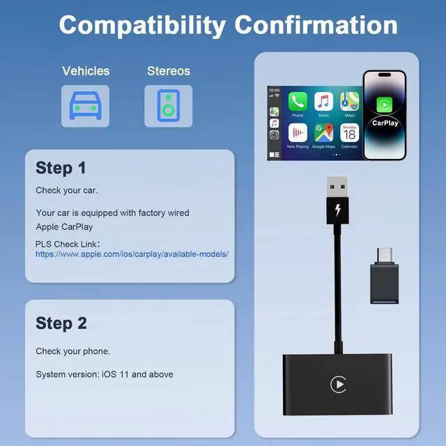 Alt view image 6 of 7 - LXJADAP Wireless CarPlay Adapter 2025 Upgrade Wired CarPlay to Wireless, Plug and Play Easy Use Fast Stable Connection Car Play for iPhone