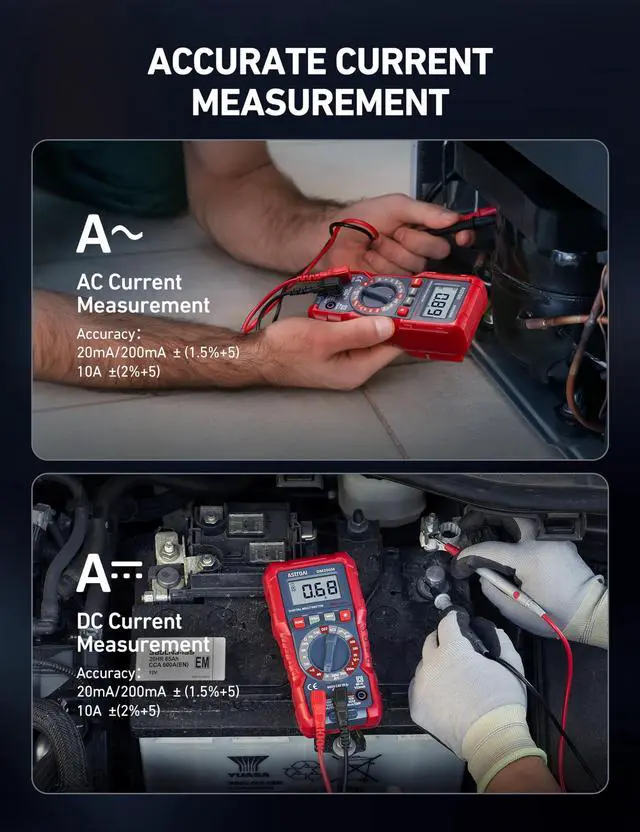 Alt view image 4 of 7 - AstroAI Digital Multimeter Voltage Tester, TRMS 2000 Counts Volt Meter; Fast and Accurately Measures AC/DC Voltage & Current, Resistance, Diode, Continuity and NCV (DM200M)