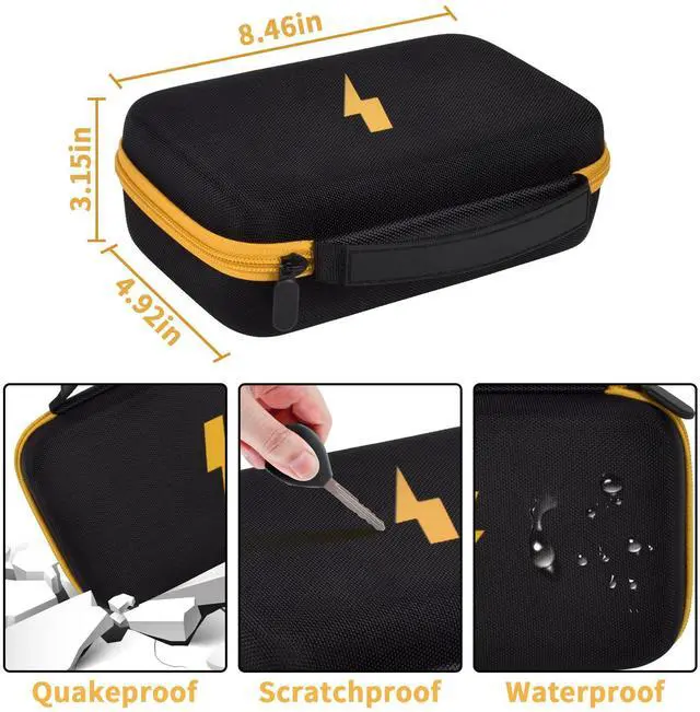 Alt view image 5 of 7 - Comecase Hard Carrying Case for Fluke 87-V/ 88V/ 15B+/ 17B+ and More Digital Multimeter, Protective Travel Storage Bag - Black + Yellow Pocket