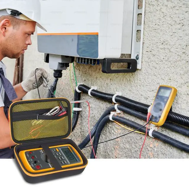 Alt view image 6 of 7 - Comecase Hard Carrying Case for Fluke 87-V/ 88V/ 15B+/ 17B+ and More Digital Multimeter, Protective Travel Storage Bag - Black + Yellow Pocket