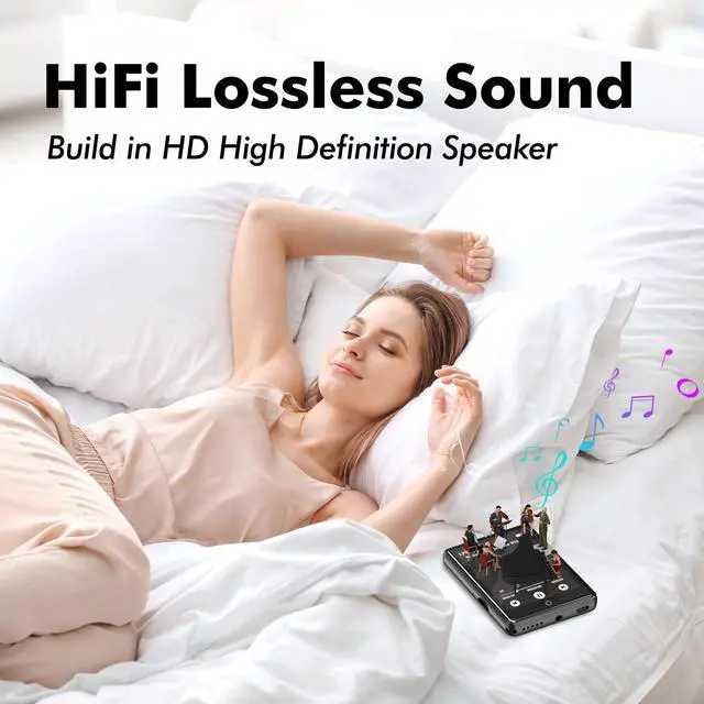 Alt view image 4 of 7 - 64GB MP3 Player with Bluetooth 5.3,Portable MP3 Player with Speaker for Kids with HiFi Lossless Sound Music,2.8 in Full Touchscreen,FM Radio,Voice Recorder,Supports Up to 128GB TF Card