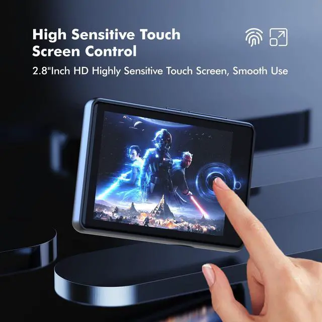 Alt view image 5 of 7 - 64GB MP3 Player with Bluetooth 5.3,Portable MP3 Player with Speaker for Kids with HiFi Lossless Sound Music,2.8 in Full Touchscreen,FM Radio,Voice Recorder,Supports Up to 128GB TF Card