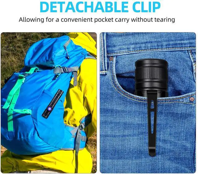 Alt view image 5 of 7 - DARKBEAM UV Flashlight 365nm & 395nm Blacklight Rechargeable USB, Woods Lamp Ultraviolet Black Light LED Portable - Detector for Pet Cat Urine, Stains, Resin Curing, Uranium Glass, 2 Pack