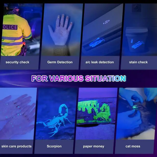 Alt view image 2 of 7 - BlueYu - 365nm Black Light UV Flashlight, Rechargeable Blacklight Flashlights, Powerful Ultraviolet Lights for Pet Urine Detection, Scorpion, Rock Hunting, AC Leak, & Resin Curing, with LCD Display