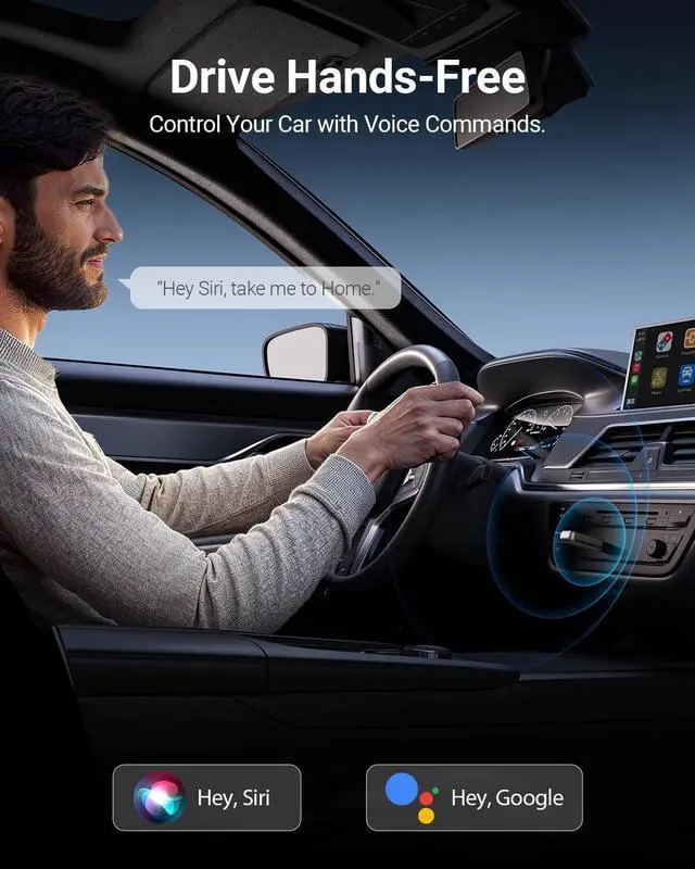 Alt view image 2 of 7 - ZUCWO 2-in-1 Mini Wireless CarPlay Adapter for iOS Android Auto Plug and Play Low Latency Portable Carplay Adapter Converts Wired to Wireless CarPlay for iOS10+/Android 11+, Gray