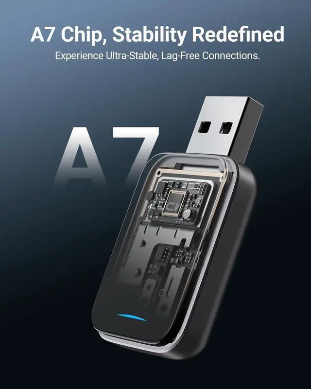 Alt view image 4 of 7 - ZUCWO 2-in-1 Mini Wireless CarPlay Adapter for iOS Android Auto Plug and Play Low Latency Portable Carplay Adapter Converts Wired to Wireless CarPlay for iOS10+/Android 11+, Gray