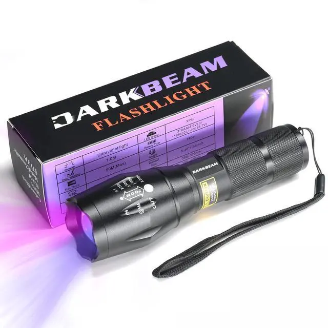 Main image of DARKBEAM UV 365nm and 395nm Light Wood's lamp Blacklight Ultraviolet Flashlight LED Portable Mini Handheld Torch, Detector for Dog Urine Pet Stains Anti-counterfeiting Identification, Resin Curing