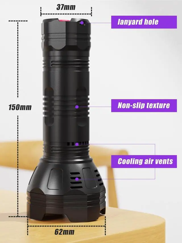 Alt view image 6 of 6 - UV Blacklight Flashlights Rechargeable 365nm + 395nm 51 LEDs, Black Light for Pet Urine Detection Cat Dogs, Ultraviolet Flashlight for Resin Scorpion Bed Bugs Handheld Black Light Battery Built-in