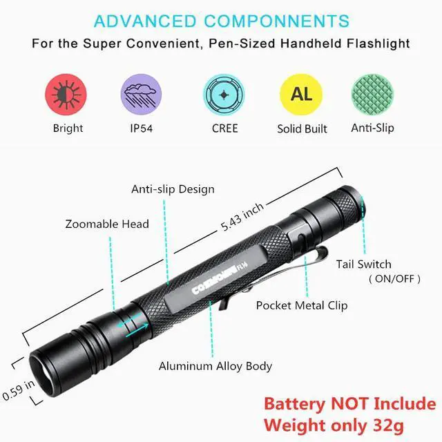 Alt view image 3 of 6 - COSMOING UV Flashlight, LED 395nm Ultraviolet Flashlight, Zoomable Pen Blacklight Flashlight IP54 Waterproof Detector for Pet Urine, Cat Dog Stains, Bed Bug, Household Wardrobe Toilet