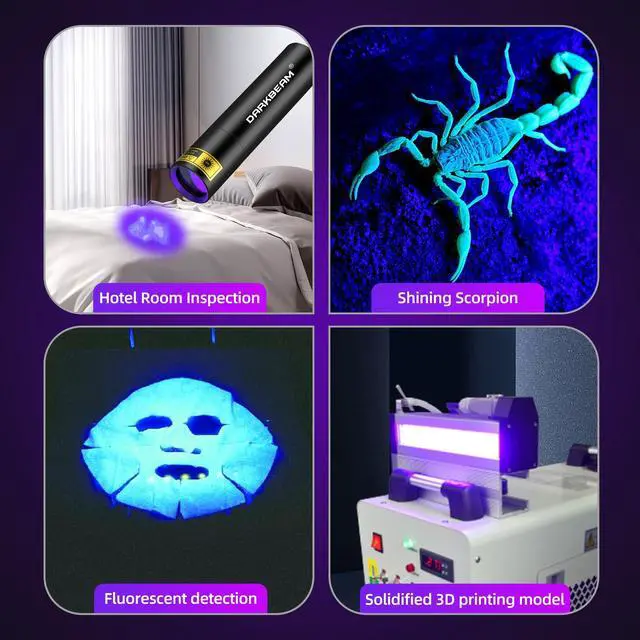 Alt view image 7 of 7 - DARKBEAM Flashlight UV Black Light 395 NM, Mini but Powerful USB- C LED Rechargeable Woods Lamp, Ultraviolet Flashlights for Pet Dog Urine, Stains Detection/Resin Curing/Fluorescent Agent