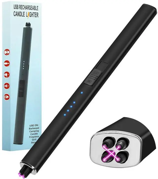 Main image of Stocking Stuffers for Men Women: Electric Lighter Candle Lighter Rechargeable Windproof Flameless Dual Arc Camping Kitchen USB Lighters with Safety Lock for Adults Him Mom Gifts Valentines