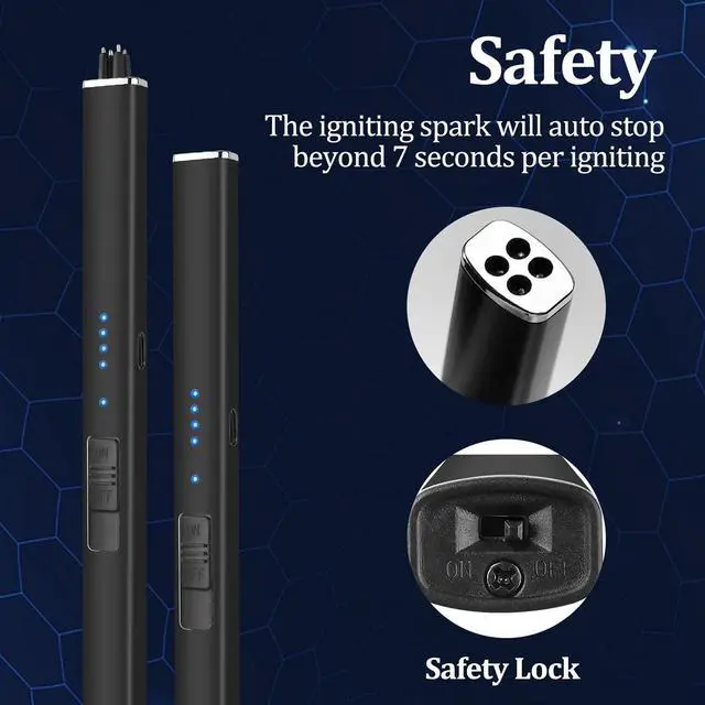 Alt view image 2 of 7 - Stocking Stuffers for Men Women: Electric Lighter Candle Lighter Rechargeable Windproof Flameless Dual Arc Camping Kitchen USB Lighters with Safety Lock for Adults Him Mom Gifts Valentines