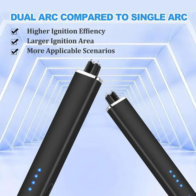 Alt view image 3 of 7 - Stocking Stuffers for Men Women: Electric Lighter Candle Lighter Rechargeable Windproof Flameless Dual Arc Camping Kitchen USB Lighters with Safety Lock for Adults Him Mom Gifts Valentines