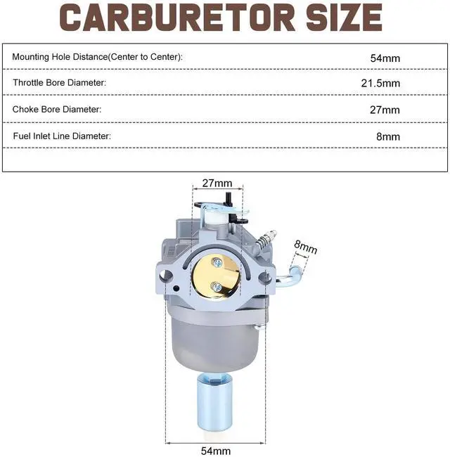 Alt view image 3 of 7 - Kizut 594593 Carburetor for 31H777 31C707 31P777 21B000 21B807 for 591731 796109 590400 796078 Lawn Mower- Replaces Craftsman LT1000 Carburetor