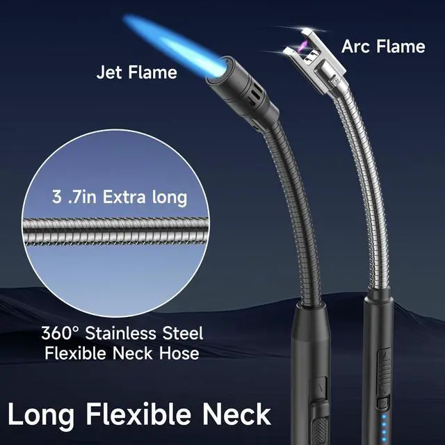 Alt view image 2 of 7 - Flame bird 2 Pack Flexible Multi-Purpose Lighter, Long Butane Torch Lighter USB Rechargeable Electric Lighter for Candles BBQ Grill Fireplace Kitchen Camping (NOT PREFILLED)