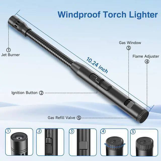 Alt view image 3 of 7 - Flame bird 2 Pack Flexible Multi-Purpose Lighter, Long Butane Torch Lighter USB Rechargeable Electric Lighter for Candles BBQ Grill Fireplace Kitchen Camping (NOT PREFILLED)