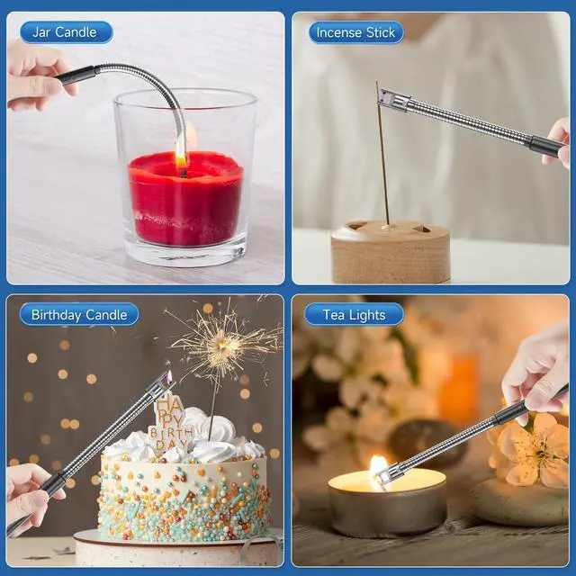 Alt view image 6 of 7 - Flame bird 2 Pack Flexible Multi-Purpose Lighter, Long Butane Torch Lighter USB Rechargeable Electric Lighter for Candles BBQ Grill Fireplace Kitchen Camping (NOT PREFILLED)