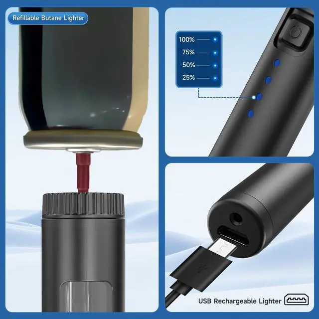 Alt view image 7 of 7 - Flame bird 2 Pack Flexible Multi-Purpose Lighter, Long Butane Torch Lighter USB Rechargeable Electric Lighter for Candles BBQ Grill Fireplace Kitchen Camping (NOT PREFILLED)