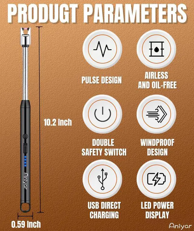 Alt view image 2 of 7 - Christmas Stocking Stuffers - 3 Pack Electric Lighter with 360° Flexible Neck & LED Display, Birthday Gifts for Women Mom Men Wife, Rechargeable USB Arc Long Candle Lighters for Candle Camping BBQ