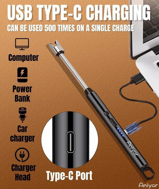 Alt view image 5 of 7 - Christmas Stocking Stuffers - 3 Pack Electric Lighter with 360° Flexible Neck & LED Display, Birthday Gifts for Women Mom Men Wife, Rechargeable USB Arc Long Candle Lighters for Candle Camping BBQ