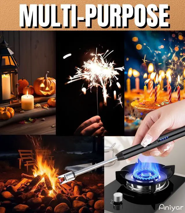 Alt view image 6 of 7 - Christmas Stocking Stuffers - 3 Pack Electric Lighter with 360° Flexible Neck & LED Display, Birthday Gifts for Women Mom Men Wife, Rechargeable USB Arc Long Candle Lighters for Candle Camping BBQ