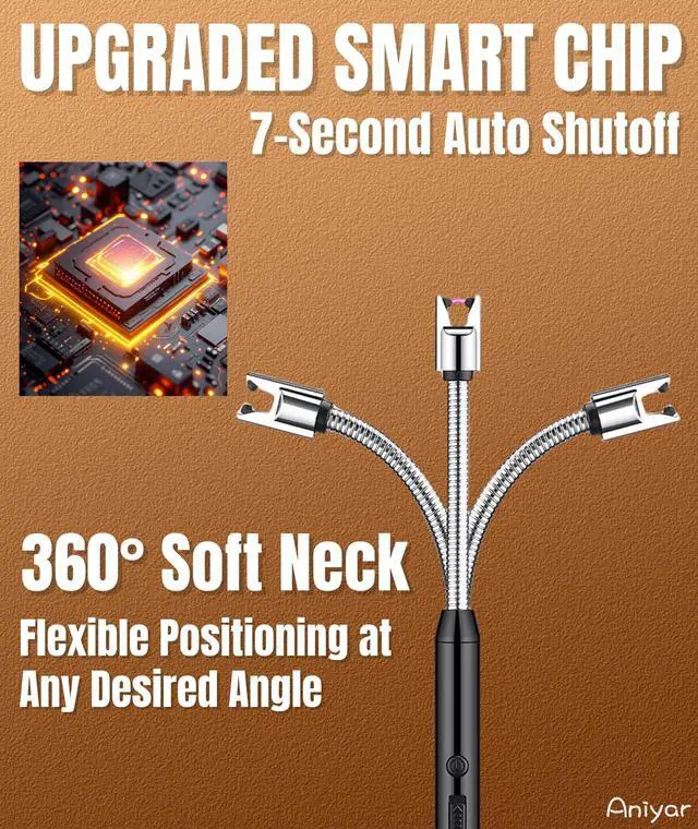 Alt view image 7 of 7 - Christmas Stocking Stuffers - 3 Pack Electric Lighter with 360° Flexible Neck & LED Display, Birthday Gifts for Women Mom Men Wife, Rechargeable USB Arc Long Candle Lighters for Candle Camping BBQ