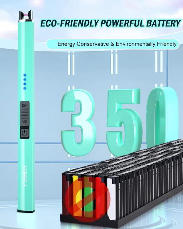 Alt view image 2 of 7 - Rechargeable Lighter Electric Candle Lighters Arc Plasma Flameless Windproof USB Lighter Multi-Safety Protection Teal Blue