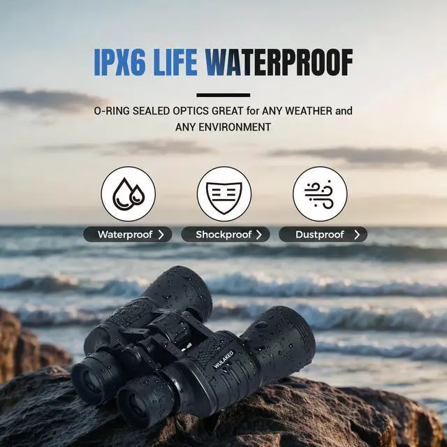 Alt view image 5 of 7 - 30x50 High Powered Binoculars for Adults, Waterproof Compact Binoculars with Low Light Vision for Bird Watching Hunting Football Games Travel Stargazing Cruise, Christmas Birthday Gifts for Men