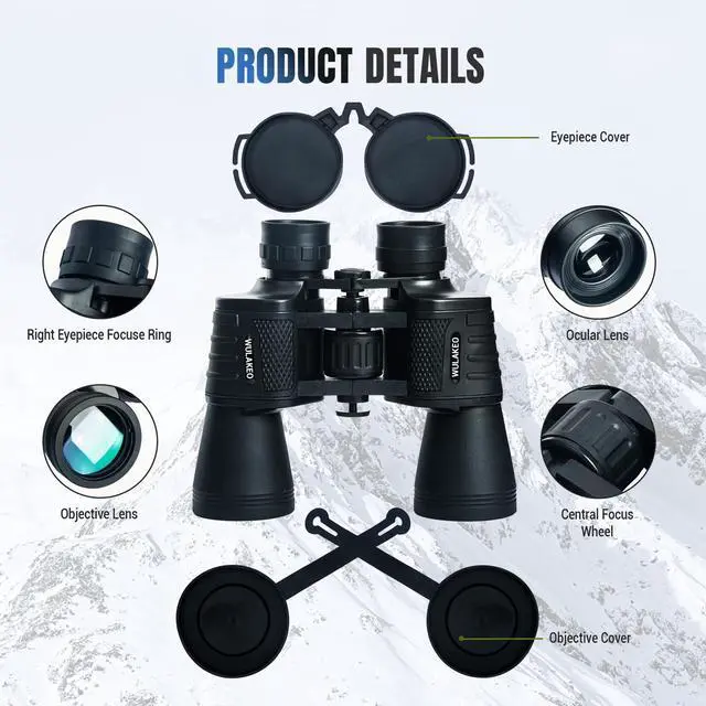 Alt view image 2 of 7 - 30x50 High Powered Binoculars for Adults, Waterproof Compact Binoculars with Low Light Vision for Bird Watching Hunting Football Games Travel Stargazing Cruise, Christmas Birthday Gifts for Men