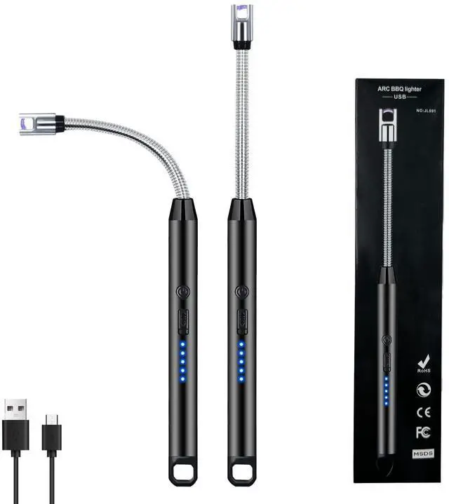 Main image of 2 PCS Candle Lighter, Electric Lighter Arc Windproof Flameless with 360° Flexible Neck & LED Power Display, Lighters for Candle for BBQ, Grill, Camping, Fireplace, Stove