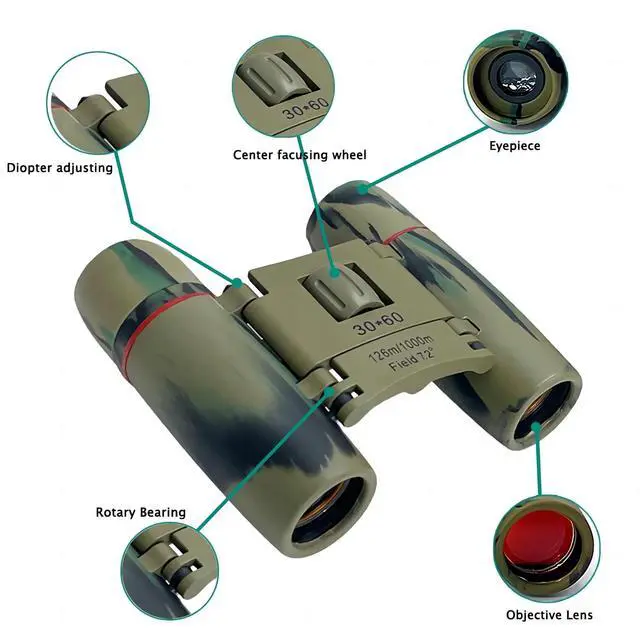 Alt view image 2 of 7 - ZIYOUHU Compact 30x60 Binoculars for Adults and Kids,Foldable Lightweight Easy Focus Small Binoculars for Bird Watching Travel Sightseeing Hunting Concert Theater Opera