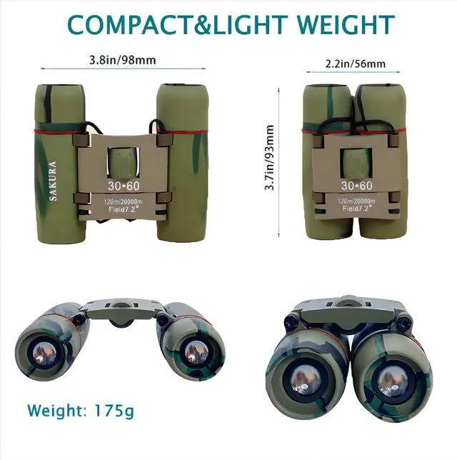 Alt view image 3 of 7 - ZIYOUHU Compact 30x60 Binoculars for Adults and Kids,Foldable Lightweight Easy Focus Small Binoculars for Bird Watching Travel Sightseeing Hunting Concert Theater Opera