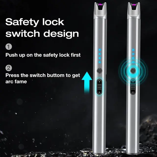 Alt view image 3 of 7 - Luxgaze 3 Pack Electric Candle Lighter Rechargeable USB Lighters Flameless Windproof Plasma Arc Lighters with Safety Lock Long Lighter for Candle BBQ Camping Birthday Party