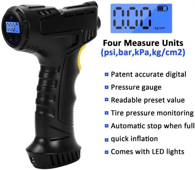Alt view image 2 of 7 - Cordless Air Compressor Tire Inflator,Portable Handheld Air Pump for Tires with Digital Pressure Gauge,12V Rechargeable Battery Powered Wireless Air Pump for Car Bike Bicycles Motorcycles Ball