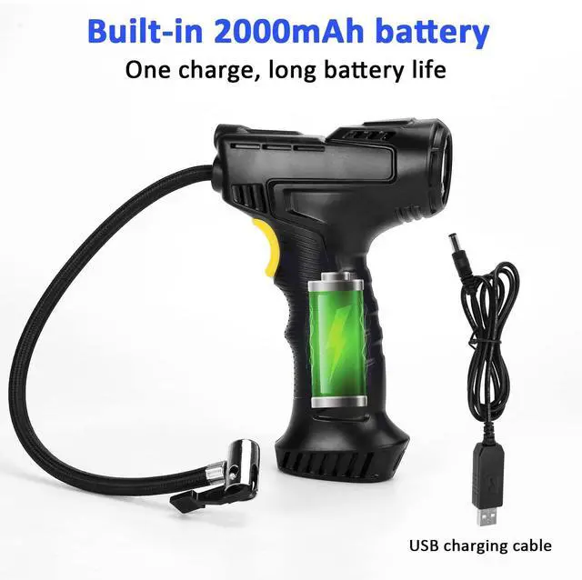 Alt view image 3 of 7 - Cordless Air Compressor Tire Inflator,Portable Handheld Air Pump for Tires with Digital Pressure Gauge,12V Rechargeable Battery Powered Wireless Air Pump for Car Bike Bicycles Motorcycles Ball