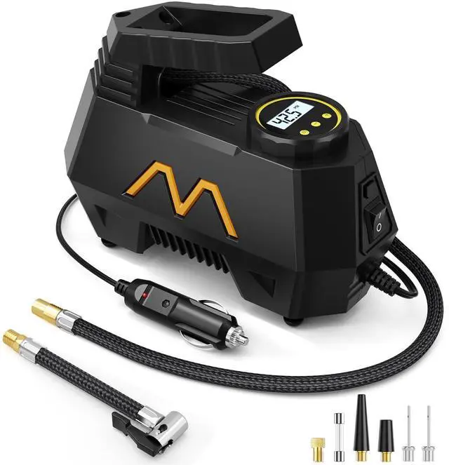 Main image of Tire Inflator Portable Air Compressor, Air Pump for Car Tires, 12V DC-Powered Auto Pump with Digital Pressure Gauge, Emergency LED Light - Car Accessories for Car, Motorcycles, Bicycle, Ball, Balloons