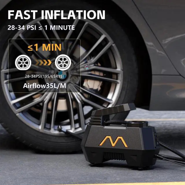 Alt view image 2 of 7 - Tire Inflator Portable Air Compressor, Air Pump for Car Tires, 12V DC-Powered Auto Pump with Digital Pressure Gauge, Emergency LED Light - Car Accessories for Car, Motorcycles, Bicycle, Ball, Balloons