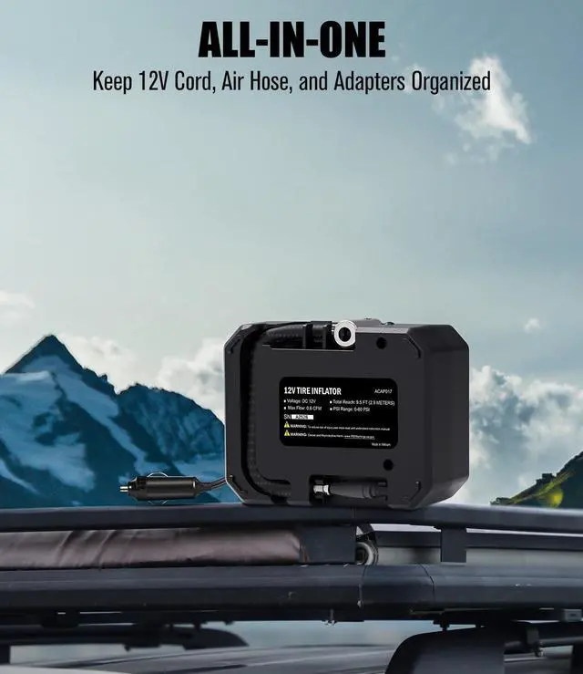 Alt view image 2 of 7 - AVID POWER 12V Tire Inflator Portable Air Compressor, Portable Car Air Pump w/Display Gauge and LED Light, Air Pump for Car Tires, Bike, Motorcycle, Compact, Lightweight (Red)