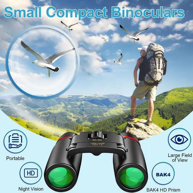 Alt view image 2 of 7 - PISEZ 30X60 Compact Binoculars for Adults and KidsLightweight Foldable Easy Focus Small Binoculars for Bird Watching Hunting Concert Traveling Theater Opera Sightseeing