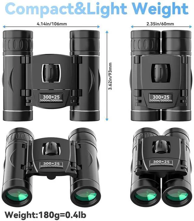 Alt view image 2 of 7 - 300x25 Binoculars for Adults and Kids, High Powered Mini Pocket Binoculars with Phone Adapter, Waterproof Compact Telescope for Bird Watching, Hunting, Concert, Theater, Opera, Traveling, Sightseeing