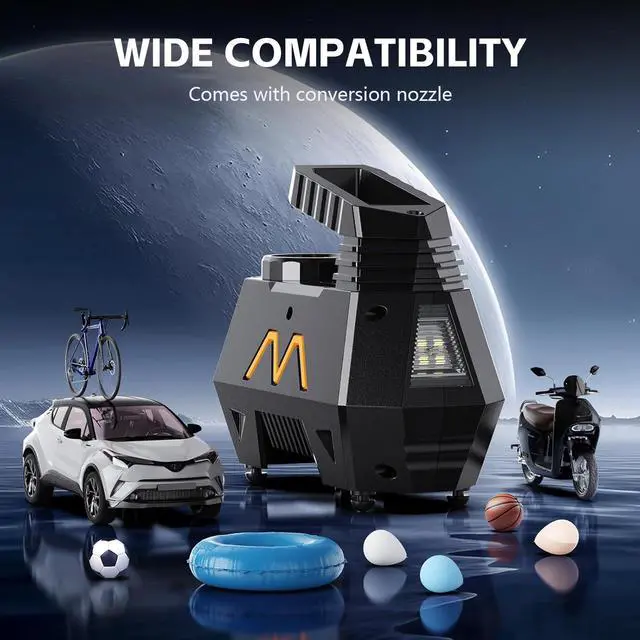 Alt view image 7 of 7 - Tire Inflator Portable Air Compressor, Air Pump for Car Tires, 12V DC-Powered Auto Pump with Digital Pressure Gauge, Emergency LED Light - Car Accessories for Car, Motorcycles, Bicycle, Ball, Balloons