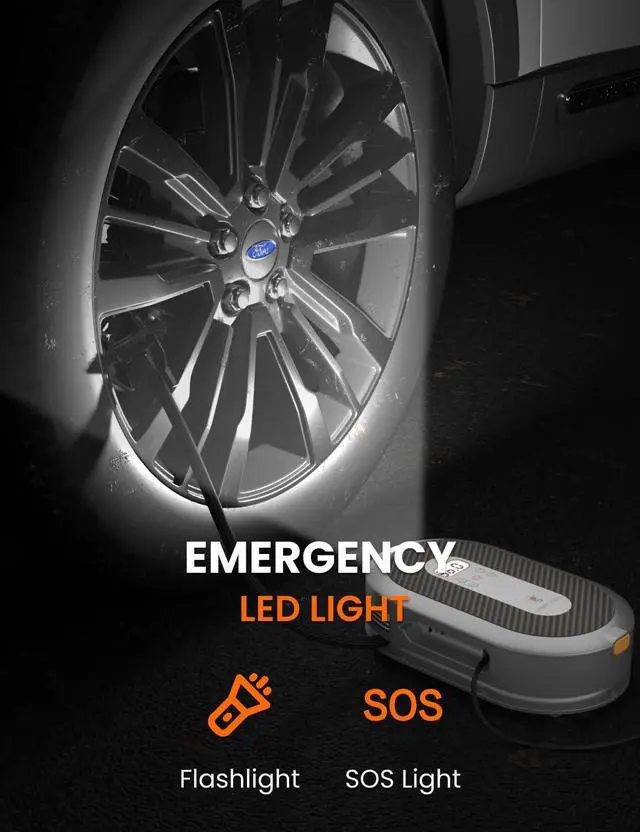 Alt view image 4 of 7 - Giraffe Tools Tire Inflator Portable Air Compressor, 150 PSI 12V Car Air Pump with Digital Pressure Gauge, 13ft Cord Retraction Auto Tire Pump with Emergency LED Light for Bicycle, Motorcycle, Ball