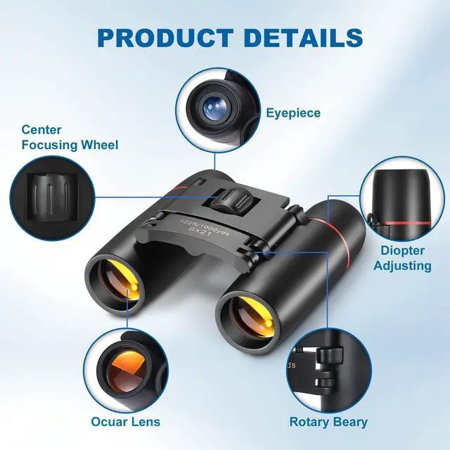 Alt view image 2 of 7 - AHFLRITO Compact Binoculars, Lightweight Foldable Small Binoculars for Adults and Kids, Portable Waterproof for Bird Watching, Traveling, Theater, Opera, Concert, Hiking, Sightseeing