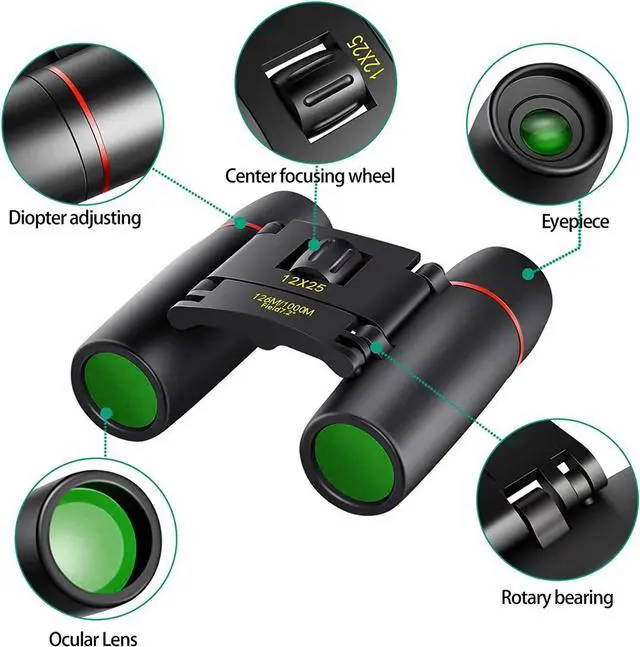 Alt view image 3 of 7 - POLDR 12X25 Small Pocket Binoculars Compact Adults,Mini Kids Binoculars Boys for Bird Watching,Concert Theater Opera