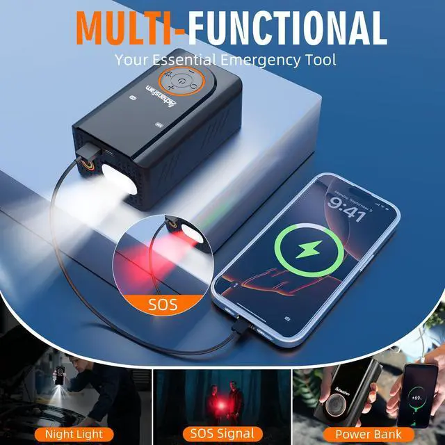 Alt view image 7 of 7 - AchansFam L9 Pro Tire Inflator Portable Air Compressor, 150PSI Cordless Bike Pump, Electric Air Pump with Digital Pressure Gauge, LED Light, Auto Shut-Off, for Motorcycle, Bicycle, Car, Ball