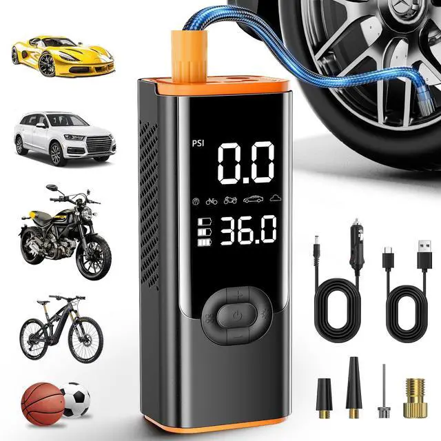 Main image of Tire Inflator Portable Air Compressor, 180PSI Air Pump for Car Tires with 25000mAh Battery, One Click Smart Air Pump Tire Inflator for Car, Motorcycle, Bicycle and More with Tire Pressure Gauge